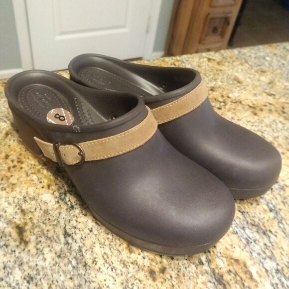 Crocs Sarah Croslite Mule Clog Shoes Brown Slip On Comfort Women's Sz 8 203631 - Picture 2 of 12